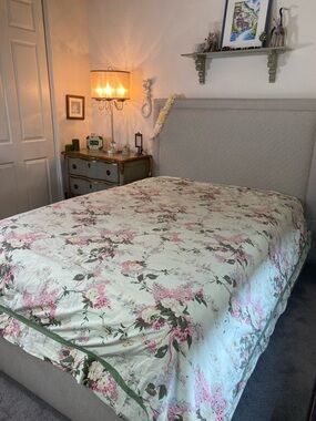 Waverly vintage 70s Floral Cotton Duvet Cover in Cream, Pink and Green